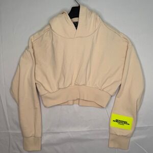 P.E Nation Cropped Womens S Hoodie Pullover‎ Beige Cream Neutral Athleisure Gym